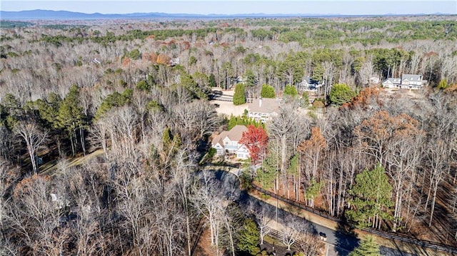 drone / aerial view featuring a mountain view