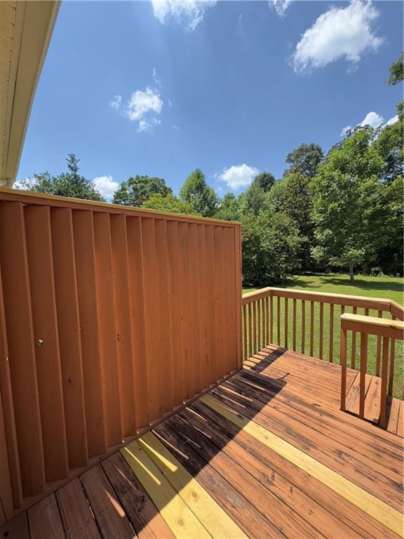 118 Pointe Cir, Dahlonega, GA 30533 - wooden deck with a lawn and view of wooded area