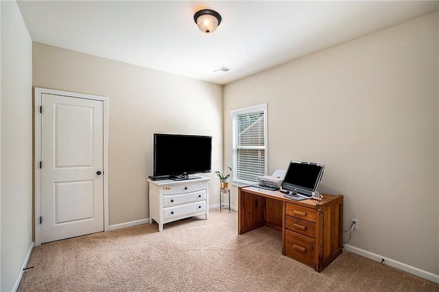 office space featuring light colored carpet