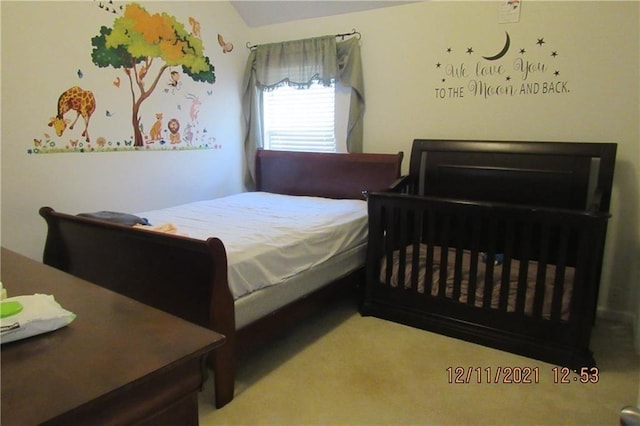 bedroom featuring carpet