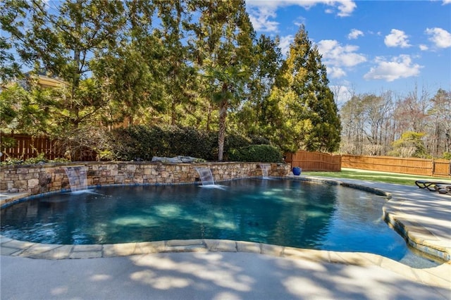 view of swimming pool with a fenced backyard and a fenced in pool