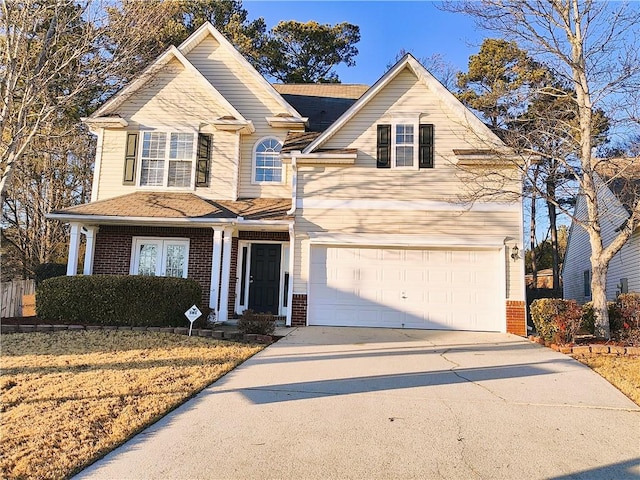 view of property with a garage