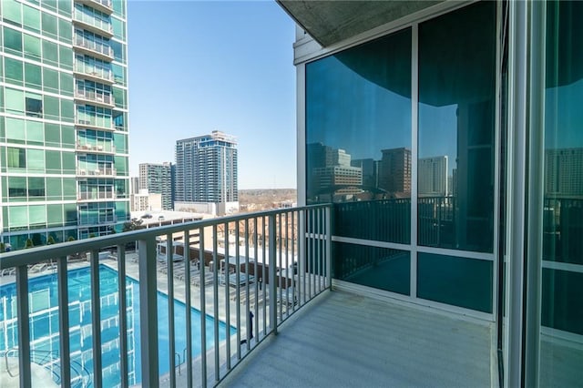 balcony featuring a view of city