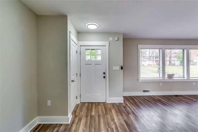 entryway featuring hardwood / wood-style floors and a healthy amount of sunlight