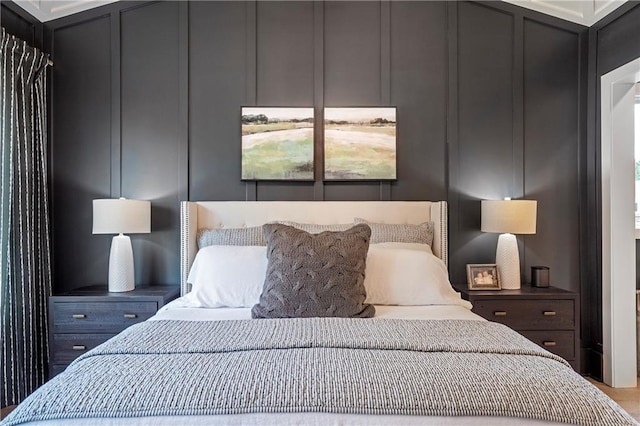 bedroom with a decorative wall
