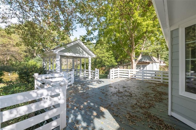 wooden deck with a gazebo