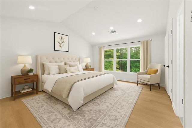 3684 Clearbrooke Way, Duluth, GA 30097 - bedroom featuring light wood-style floors, recessed lighting, lofted ceiling, and baseboards