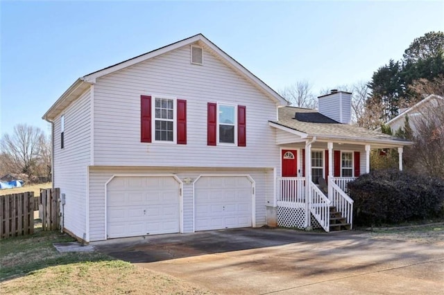 split level home featuring a garage