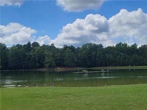 water view featuring a wooded view