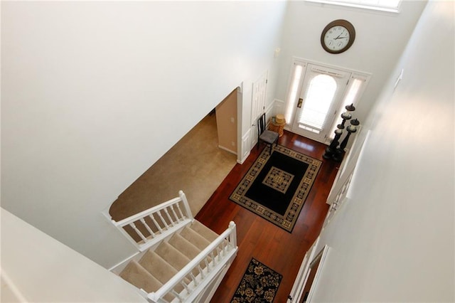 3554 Umatilla Ln SW, South Fulton, GA 30331 - entryway featuring a towering ceiling and wood finished floors
