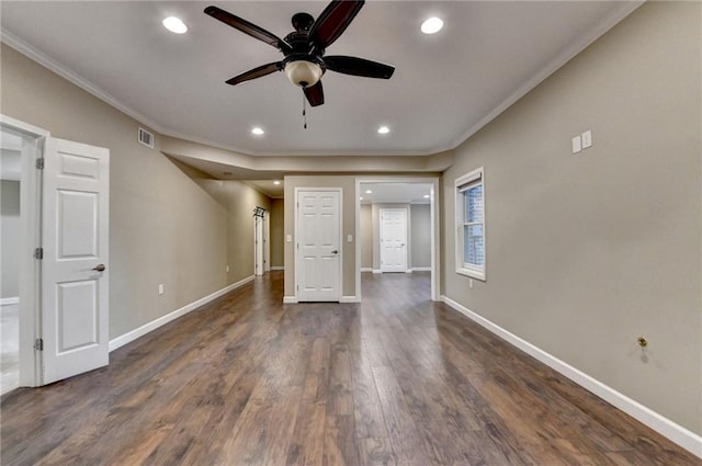 1723 Woodbow Path, Dacula, GA 30019 - unfurnished bedroom featuring crown molding, dark wood-style flooring, and recessed lighting