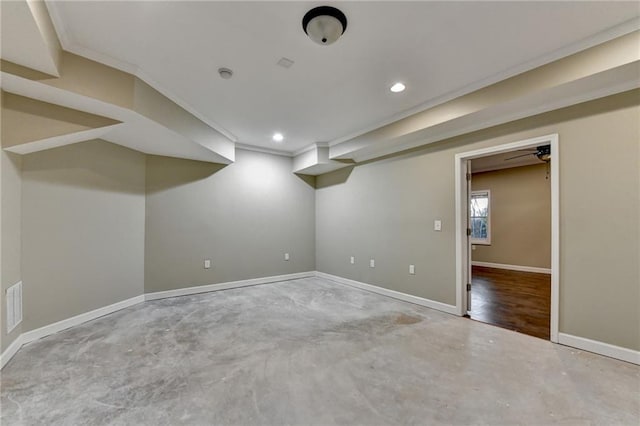 1723 Woodbow Path, Dacula, GA 30019 - below grade area featuring ornamental molding and recessed lighting