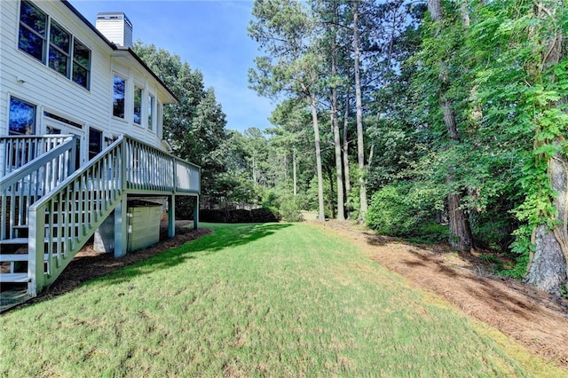 1723 Woodbow Path, Dacula, GA 30019 - view of green lawn with a deck and stairs