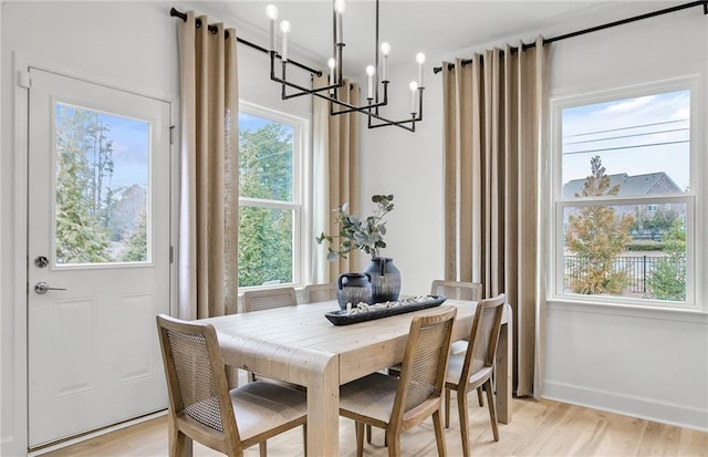 108 NW Jane Blvd, Cartersville, GA 30120 - dining room with a chandelier, light wood-type flooring, and baseboards