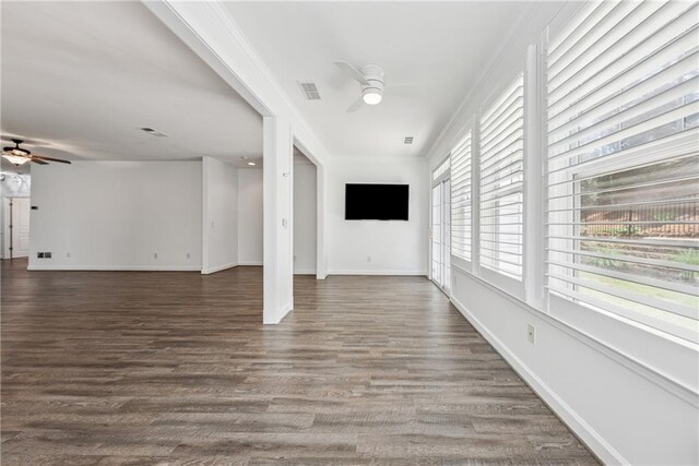 507 Bonneset Ct, Canton, GA 30114 - unfurnished living room featuring ceiling fan and wood finished floors