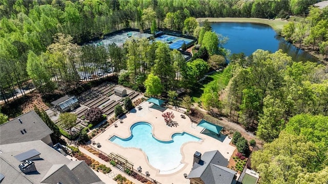 507 Bonneset Ct, Canton, GA 30114 - aerial view of a pool and a nearby body of water