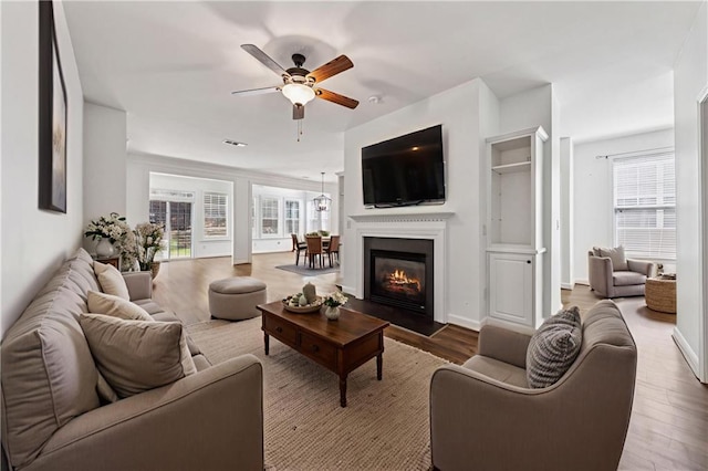 507 Bonneset Ct, Canton, GA 30114 - living room with wood finished floors, plenty of natural light, and a ceiling fan