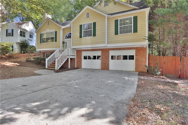 bi-level home with a garage