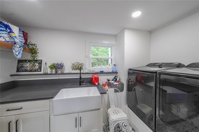 110 W Putnam Ferry Rd, Woodstock, GA 30189 - washroom with separate washer and dryer, cabinet space, and recessed lighting