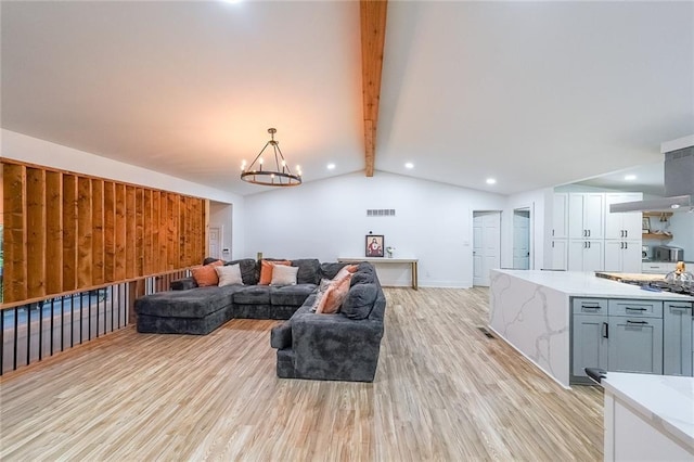 110 W Putnam Ferry Rd, Woodstock, GA 30189 - living area featuring light wood finished floors, a chandelier, and recessed lighting