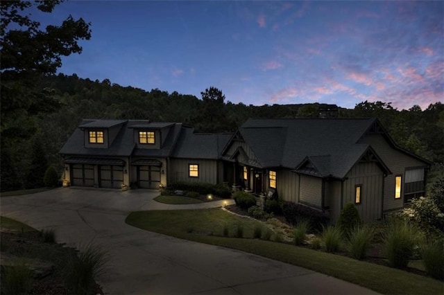 view of front of house with a garage