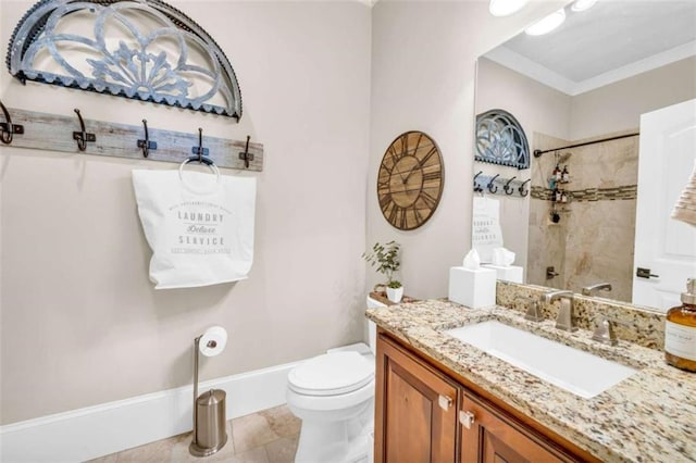 bathroom featuring tile patterned floors, vanity, toilet, and a shower with shower curtain