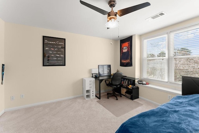 12350 Broadleaf Ln, Johns Creek, GA 30005 - carpeted bedroom with baseboards, a ceiling fan, and a desk