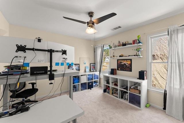 12350 Broadleaf Ln, Johns Creek, GA 30005 - office area featuring carpet floors, ceiling fan, and baseboards