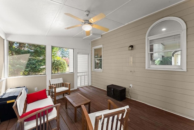 12350 Broadleaf Ln, Johns Creek, GA 30005 - sunroom featuring a ceiling fan and an outdoor living space