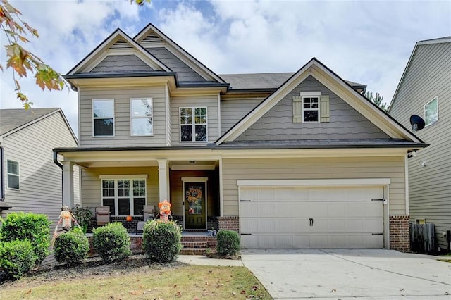 craftsman-style home with covered porch