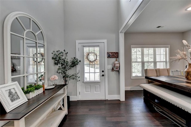 entrance foyer with dark hardwood / wood-style flooring