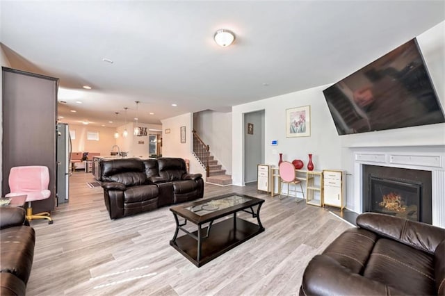 living room with light wood-type flooring