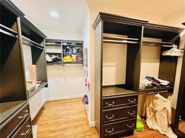 walk in closet featuring light wood-type flooring