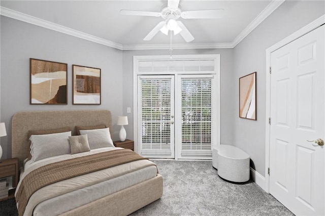 4100 Paces Walk SE Unit 2304, Atlanta, GA 30339 - bedroom with carpet, ornamental molding, access to outside, a ceiling fan, and baseboards