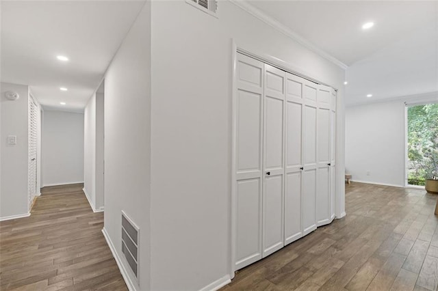 3236 Henderson Mill Rd Unit 1, Chamblee, GA 30341 - corridor with recessed lighting, wood finished floors, and ornamental molding