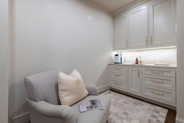 living area featuring light wood-style flooring