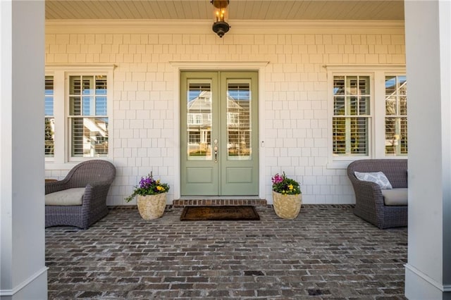 doorway to property with french doors