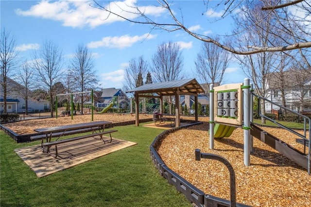 surrounding community featuring playground community and a lawn