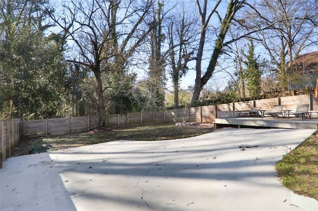 view of yard with a patio area and a fenced backyard