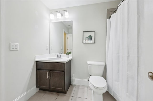 bathroom with tile patterned floors, toilet, and vanity