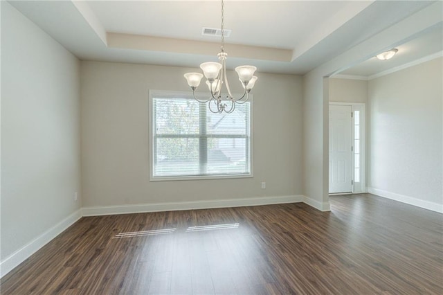 392 Dublin Way, Dallas, GA 30132 - empty room with baseboards, visible vents, an inviting chandelier, and dark wood-style flooring
