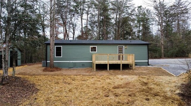 67 Gatewood Rd, Ellijay, GA 30540 - rear view of property with a deck, central AC unit, and crawl space