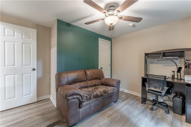 67 Gatewood Rd, Ellijay, GA 30540 - office space with ceiling fan, wood finished floors, and baseboards