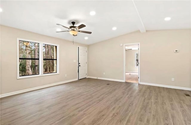 67 Gatewood Rd, Ellijay, GA 30540 - empty room with ceiling fan, wood finished floors, baseboards, and recessed lighting