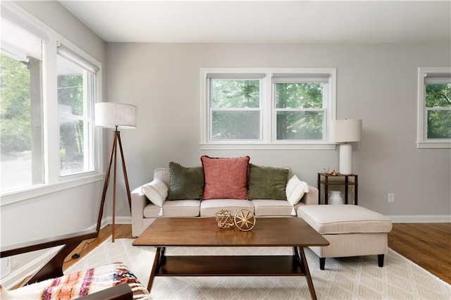 living room with light wood-type flooring