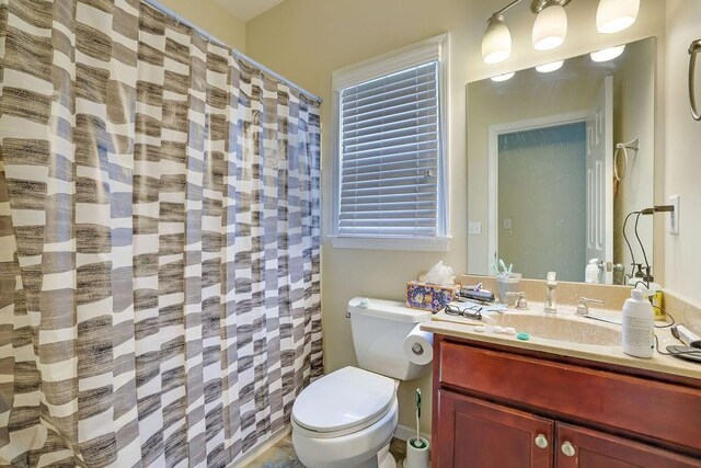 1663 Willow Way, Woodstock, GA 30188 - bathroom with toilet, vanity, and curtained shower