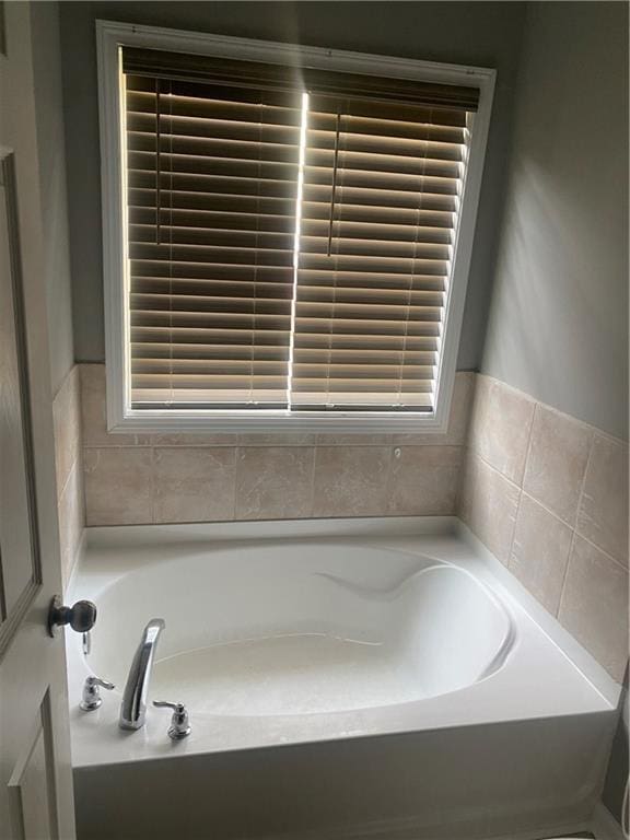 bathroom with a washtub and a wealth of natural light