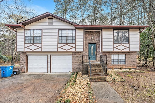 split foyer home featuring a garage