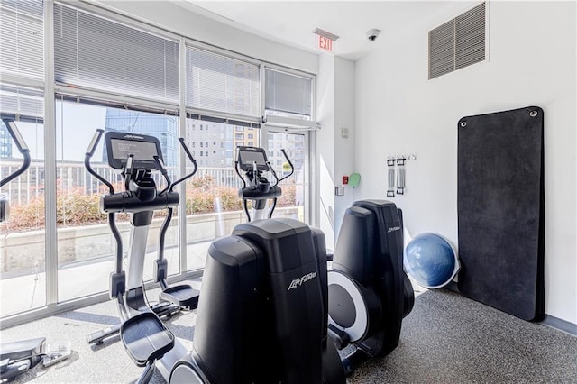 workout area with visible vents