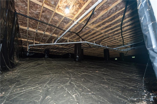 view of unfinished attic